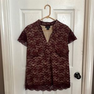 Lane Bryant Burgundy Lace Top